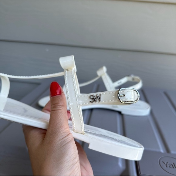 Stuart Weitzman Mellie Jelly Sandals Bow Detail Cream White Size 11 Women’s - Picture 5 of 9